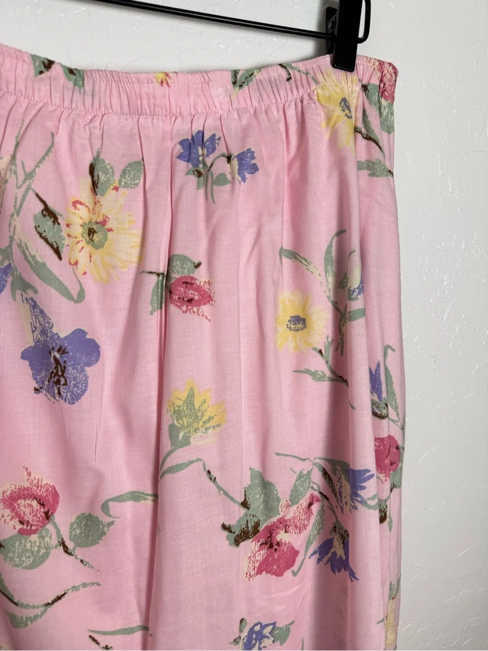 Fred Thomas Vintage Watercolor Floral Pink Midi Skirt